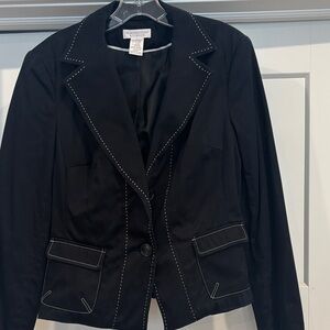 White House Black Market Black Blazer with White Stitching